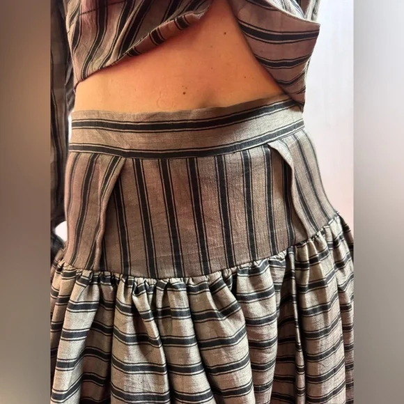 Vivienne Westwood Anglomania 2014 NWT STRIPE SET/LINEN SOFT CORSET+SKIRT IT42 - Picture 9 of 14